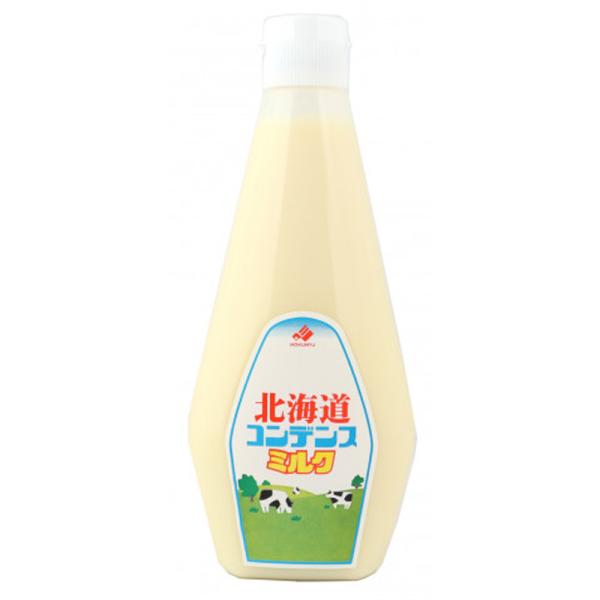 北海道産生乳とショ糖(甜菜糖)だけで製造した北海道産100%のコンデンスミルク。やさしい甘さが特徴的な味。スクゥィーズタイプの透明容器で、使いやすい!さらに、大きなサイズで御買い得！！