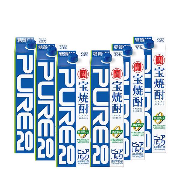 5/5限定全品+3％ あすつく タカラ 宝焼酎 ピュアパック 20度 1.8L 1800ml×1ケース/6本