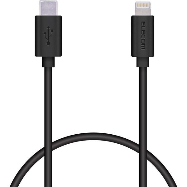 Lightning�P�[�u�� ELECOM �G���R�� MPA-CL05BK USB C-Lightning�P�[�u�� �X�^���_�[�h 0.5m �u���b�N