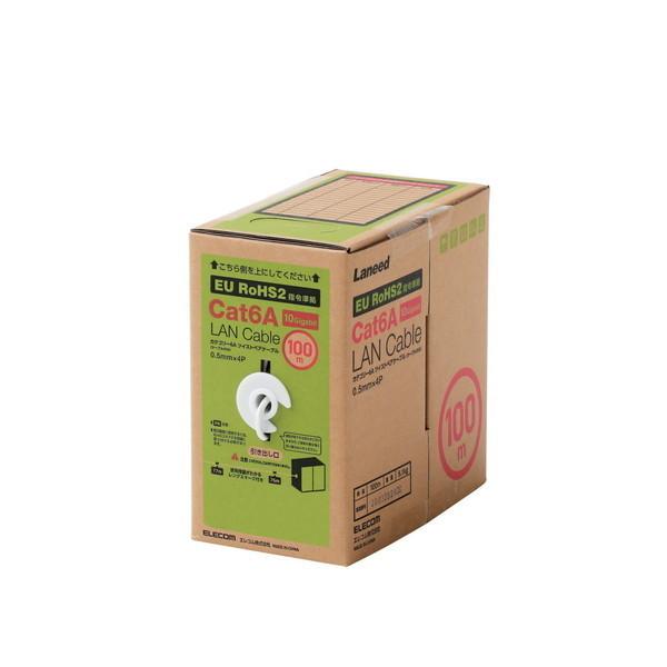 LAN�P�[�u�� ELECOM �G���R�� LD-GPAL/WH100RS CAT6A�Ή� EU RoHS�w�ߏ��� �R�l�N�^���� �P�� �����b�N�X 100m �z���C�g ���[�J�[����