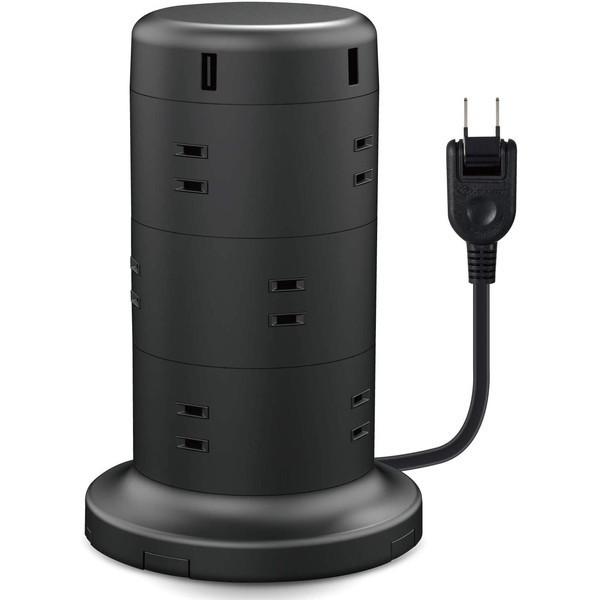 ELECOM ECT-0720BK [d^bv 12 2P T[W gbLOh~ قh~ USB|[gt ^[^ 2m ubN] [J[