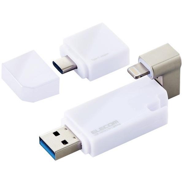 ELECOM MF-LGU3B064GWH zCg iPhone iPad USB Apple MFIF USB3.0Ή Type-CϊA_v^t 64GB [J[