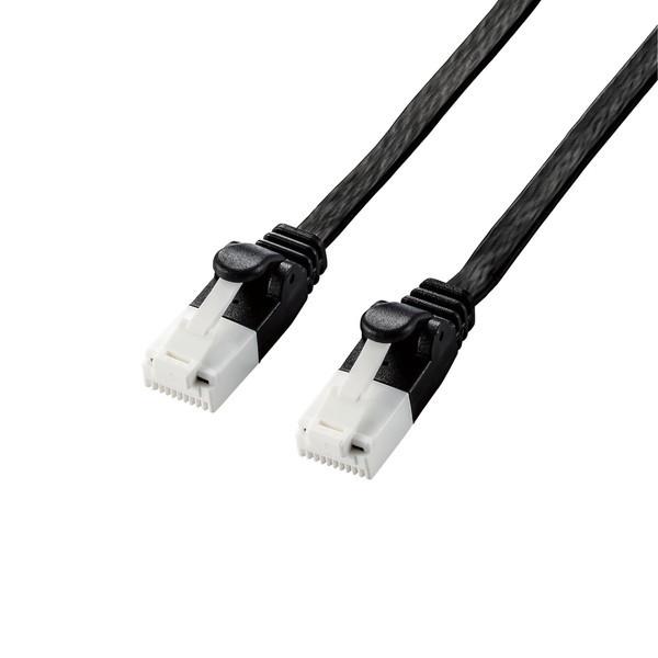LAN�P�[�u�� ELECOM �G���R�� LD-GFAT/BK50 Cat6A �c�����܂�Ȃ� �t���b�g 5m �u���b�N