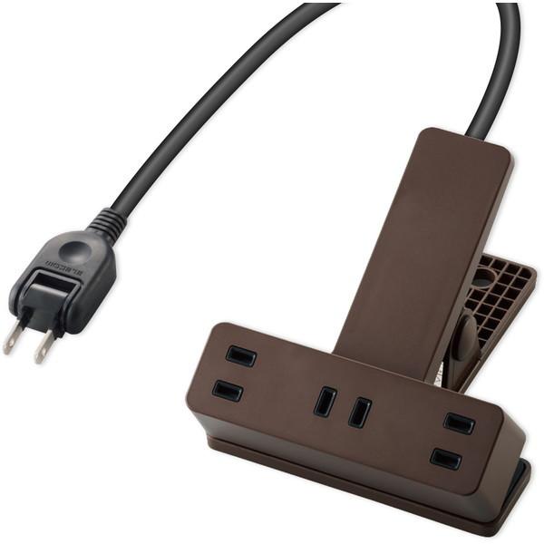 ELECOM T-KF03-2325BR �����R�[�h �d���^�b�v �R���Z���g 2P 3�� 2.5m �N���b�v�^�C�v ���T�[�W �z�R���V���b�^�[�t �u���E��