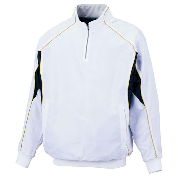 ZETT ゼット 野球ウエア 中綿ハーフジップジャンパー ホワイト×ブラク L BOV450A 1119 ゼット（ZETT） 野球ウエア 中綿ハーフジップジャンパー ホワイト