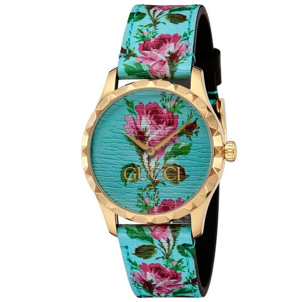 GUCCI グッチ 腕時計 時計 レディース G-TIMELESS Gタイムレス YA1264085 ブルー ピンク 花柄 バラ 青 水色 防水  おしゃれ 誕生日 プレゼント ギフト 並行輸入品