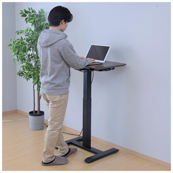 山善 ELT-7550(DBR/BK) 電動昇降テーブル 角型 メーカー直送 