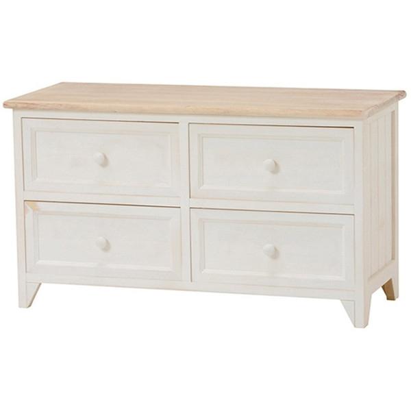 ホワイト木製チェスト 2台セット 東谷 チェスト 木製 タンス ローチェスト 白 2段 収納チェスト