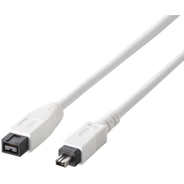 FireWire�P�[�u�� ELECOM �G���R�� IE-941WH IEEE1394�P�[�u�� 9�s���|4�s�� 1.0m �z���C�g