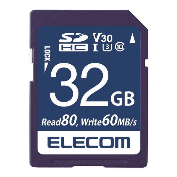 SD�J�[�h ELECOM �G���R�� MF-FS032GU13V3R SDHC�J�[�h �f�[�^�����T�[�r�X�t �r�f�I�X�s�[�h�N���X�Ή� UHS-I U3 80MB/s 32GB ���[�J�[����