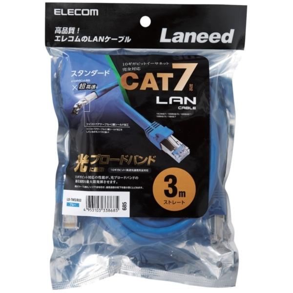 LAN�P�[�u�� ELECOM �G���R�� LD-TWS/BU3 CAT7 3m �u���[