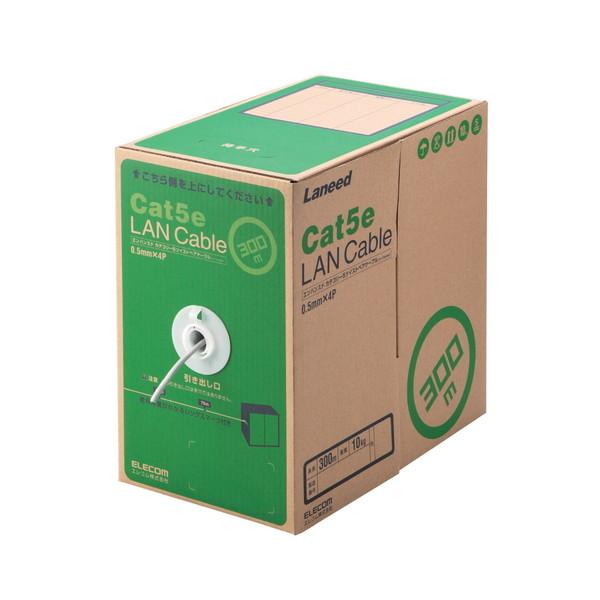 ELECOM LD-CT2/LG300/RS RoHS�Ή�LAN�P�[�u�� CAT5E 300m ���C�g�O���[ �ȈՃp�b�P�[�W ���[�J�[����