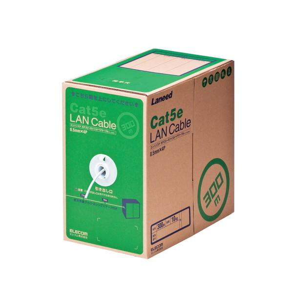 LAN�P�[�u�� ELECOM �G���R�� LD-CT2/WH300/RS RoHS�Ή�LAN�P�[�u�� CAT5E 300m �ȈՃp�b�P�[�W �z���C�g ���[�J�[����