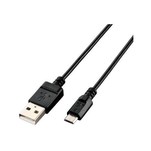 USB�P�[�u�� ELECOM �G���R�� U2C-JAMB09BK microUSB�P�[�u�� USB2.0 �G�R�p�b�P�[�W 0.9m �u���b�N