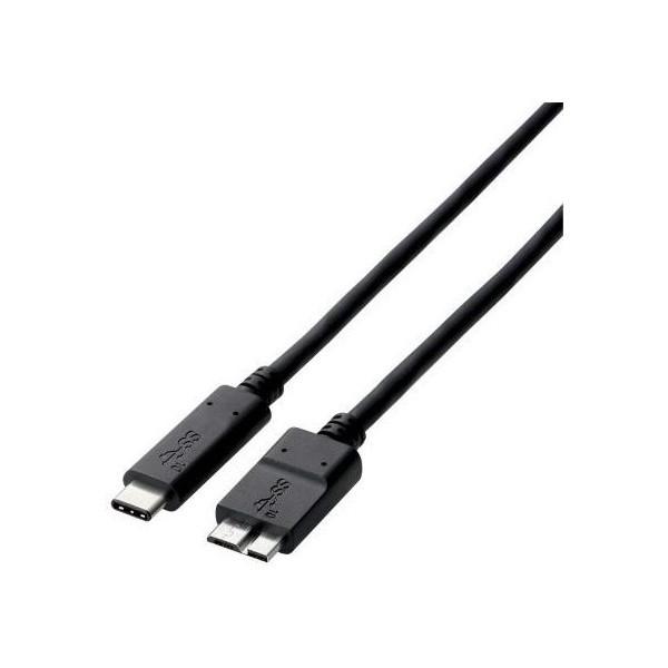 USB�P�[�u�� ELECOM �G���R�� USB3-CMB05NBK USB3.1�P�[�u�� Gen2 C-microB�^�C�v �F�ؕi 3A�o�� 0.5m �u���b�N