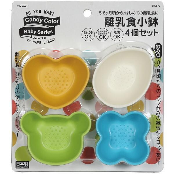 他サイト： スケーター BBLS1Q キャンディカラー ベビー用 離乳食 小鉢セット 4個組 (ハート・ベア・フワラー・しずく) 電子レンジ・食洗器対応 対象年齢5・6か月頃からの商品画像