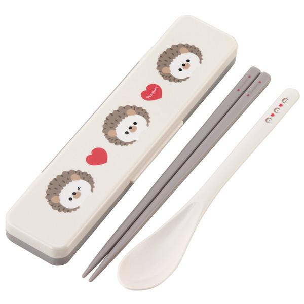 他サイト： スケーター CCS3SAAG PomponH ねずみ お弁当 コンビセット (箸・スプーン)18cm シリコンクッション付きで音が鳴らない 抗菌加工の商品画像
