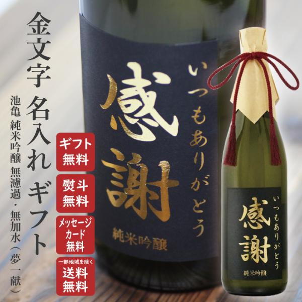地域別 送料無料 金文字 名入れ 池亀 純米吟醸 無濾過 無加水 夢一献