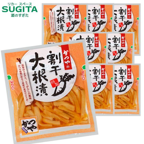 かつやの割干大根漬昆布のうまみと、とうがらしの風味かつや特製の味をご家庭の食卓でどうぞ・原材料名…干しだいこん(中国)、こんぶ、漬け原材料〔砂糖類(ぶどう糖果糖液糖、砂糖)、しょうゆ(小麦・大豆を含む)、食塩、香辛料〕／調味料(アミノ酸等)...