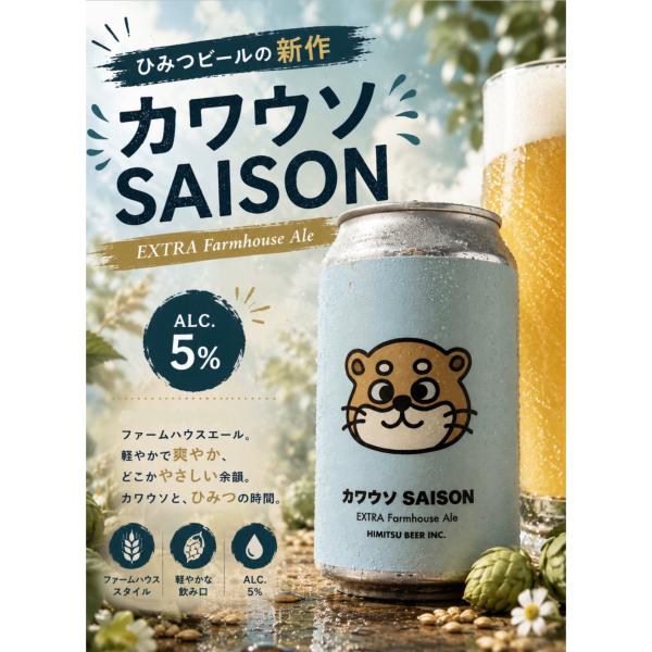 ひみつビール カワウソSAISON 350ml 令和８年 クラフトビール セゾン ファームハウスエール 伊勢の地ビール 正規販売店 ※クール便指定