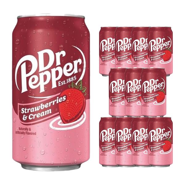 ドクターペッパー ストロベリー クリーム 356ml 12本セット 炭酸飲料 おやつ アメリカ 送料無料