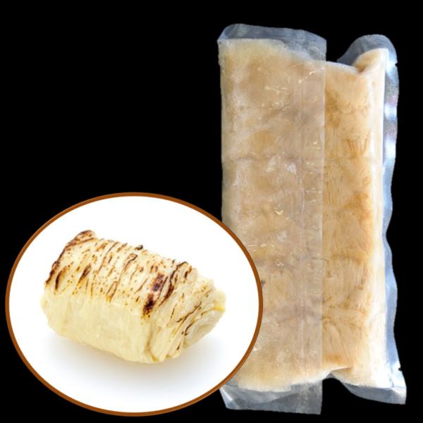 《商品説明》湯葉を一口大に巻き、表面に焼き目を付け柔らかく炊き上げました。味付きなので、そのままお使いいただけます。1個サイズは（約）径20mmX長40mm、18ｇです。1パックに12個、出汁込300ｇ入っています。1箱に15パック入ってい...