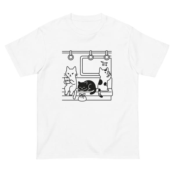 Tシャツ 】 電車ねこ ユニセックス ヘビーウェイト 半袖Tシャツ 動物