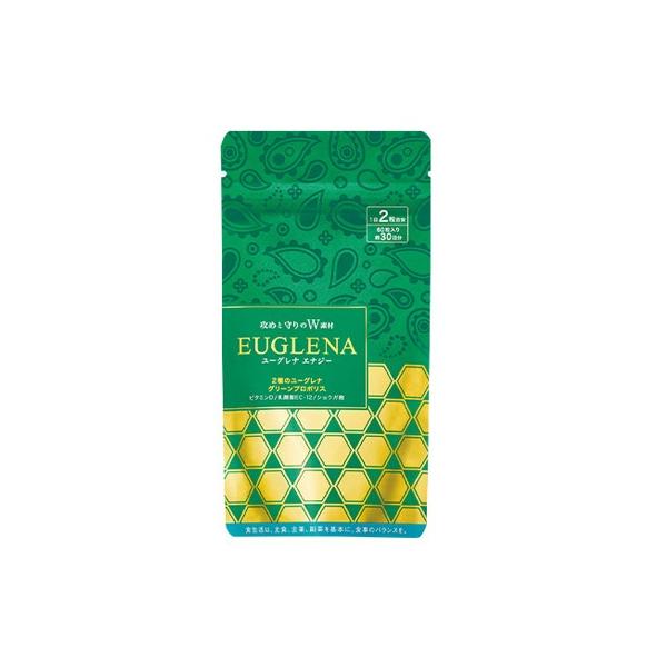 ■商品名：ユーグレナエナジー■内容量：370mg×60粒■原材料名原材料名：亜鉛含有酵母（アメリカ製造）、ユーグレナ粉末、乳清カルシウム（乳成分を含む）、でんぷん、マルチトール、プロポリスエキス粉末、ショウガ麹、ビタミンE含有植物油、乳酸菌...