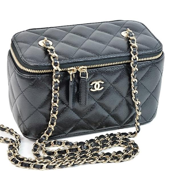 美品　CHANEL ヴァニティー　ラフィア　チェーンショルダー チェーンが取り外せる！CHANEL ハンドル付きヴァニティバッグ (CHANEL