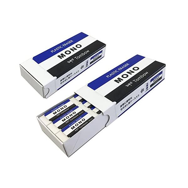 カラー：ホワイト【MONO消しゴム】1969年誕生の高品質で信頼のブランドの消しゴム／青白黒のストライプのデザイン【特長】優れた消字性能と消し心地で、鉛筆・シャープペンの筆記線をきれいに消去できる【ス リーブ】消しているときの力で消しゴムが...