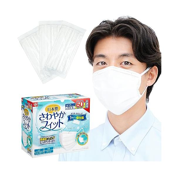 カラー：ホワイトサイズ：ふつうサイズ(175×90mm)スタイル：なし日本製 / サイズ：175×90mm / 60枚入 / (個包装)日本産業規格(JIS T 9001)適合製品全国マスク工業会会員測定済み試験：バクテリア飛沫（BFE試験...