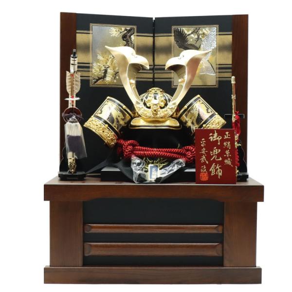 五月人形　正綿糸織　兜飾り　平安武政作 五月人形 兜飾り収納飾 平安武政作 25号 着用兜 彫金松鷹 2024-yb090