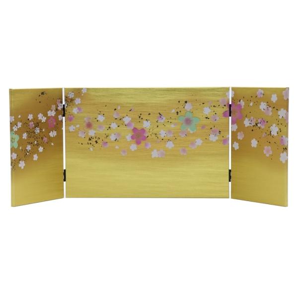 金屏風 3枚仕立て 黒塗り 和装飾 15号