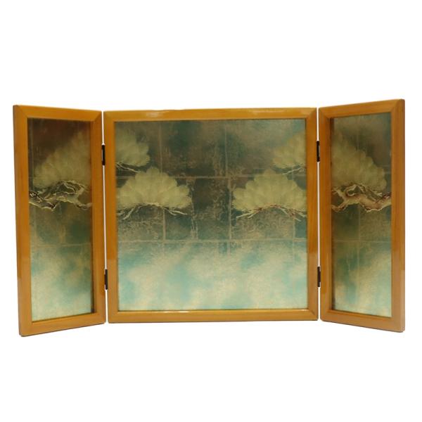 23号 黒塗屏風 松 アウトレット品 屏風 屏風のみ 12号 三曲屏風 黒塗り高台屏風 松