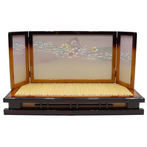 アウトレット品 雛人形 屏風台 台屏風セット 王朝塗り No.1-85 流水花