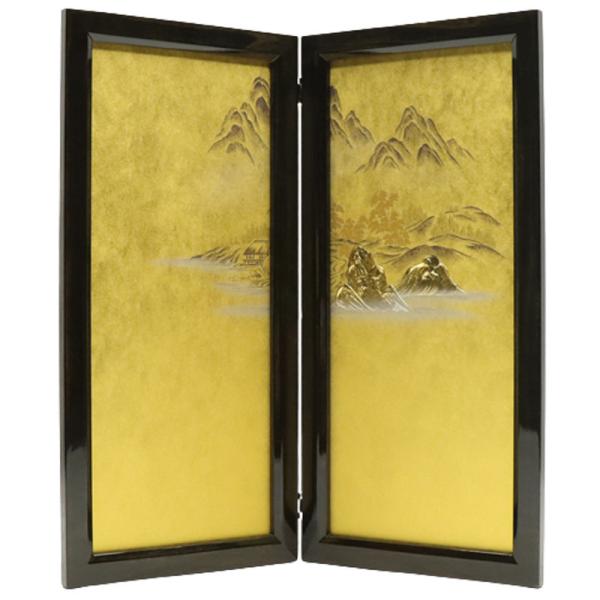 アウトレット品 屏風 単品 25号 二曲屏風 時代塗 山水 24a-ya-0012
