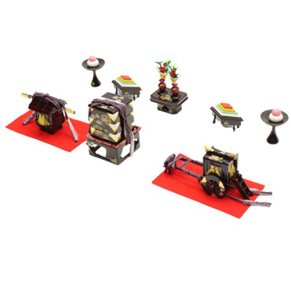 【セール中】溜塗　雛道具　30号　6点セット アウトレット品 雛人形用 雛道具 道具類 30号 お道具六品セット