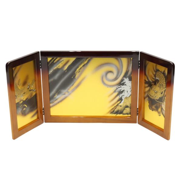 アウトレット品 インテリア 屏風単品 40cm 王朝塗り 龍 三曲屏風 25a