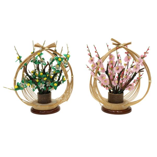 アウトレット品 雛人形 道具単品 大形 桜橘 竹編みかご ケヤキ塗円台