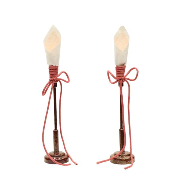 アウトレット品。見本使用、展示品です。アウトレット品 雛人形 道具単品 16cm 雪洞 紅溜梨地二重紙 油灯（燭台） 2個セット 高さ16cm (25a-ya-0604) インテリア ディスプレイ 見切処分品