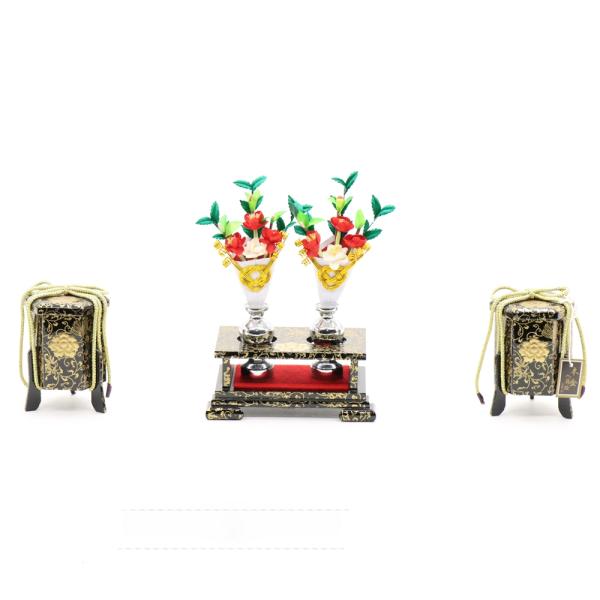 アウトレット品 雛人形 道具単品 雛道具2品セット 35号 黒塗り 弥生