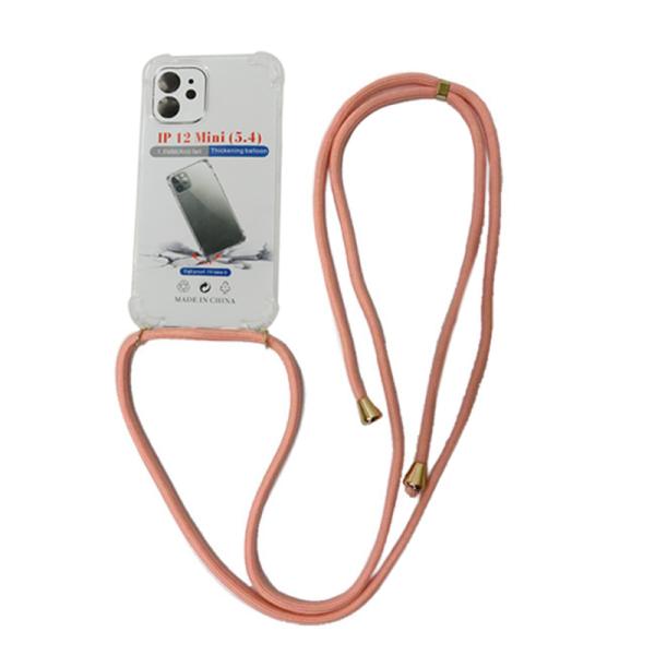 スマートフォン ネックストラップケース（iPhone12mini ）SALMON PINK 大人用 携帯カバー スマホホルダー スマホケース スマホカバー