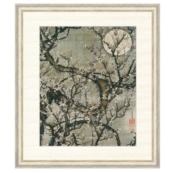 日本の名画 伊藤若冲 梅花皓月図 F8 [g4-bn076-F8]（代引き不可 