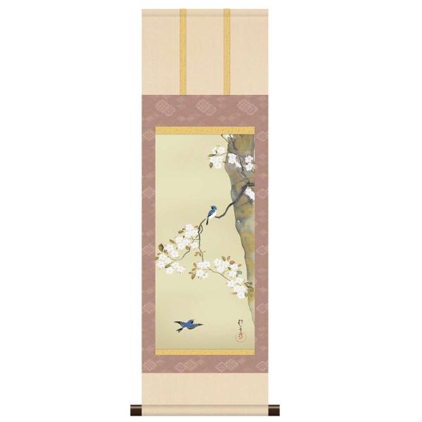 【真作】岡田蘇水/桜小禽図/桜に小鳥図/掛軸/名家伝来/AC-477 真作】岡田蘇水/桜小禽図/桜に小鳥図/掛軸/名家伝来/