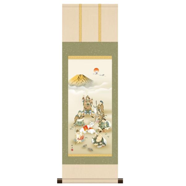 本格ミニ掛軸 現代日本画 干支 未年 金峰羊七福神 KM3R2-176 : さくら