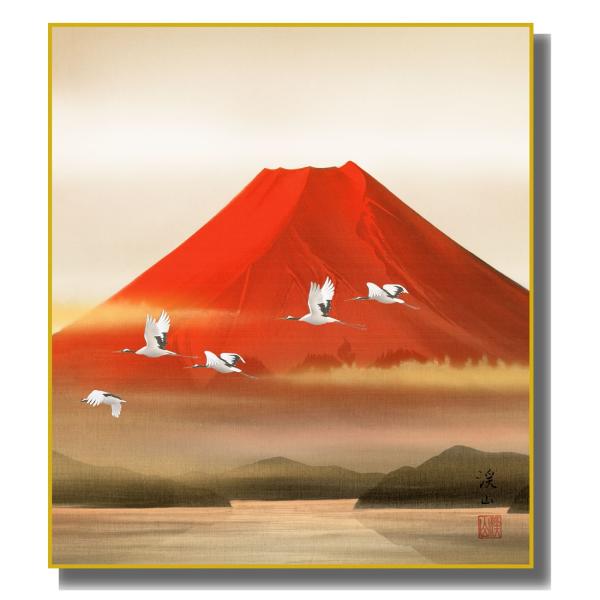 色紙絵 山水画 富士山水 赤富士 K13-017 : さくらソレイユ - 通販