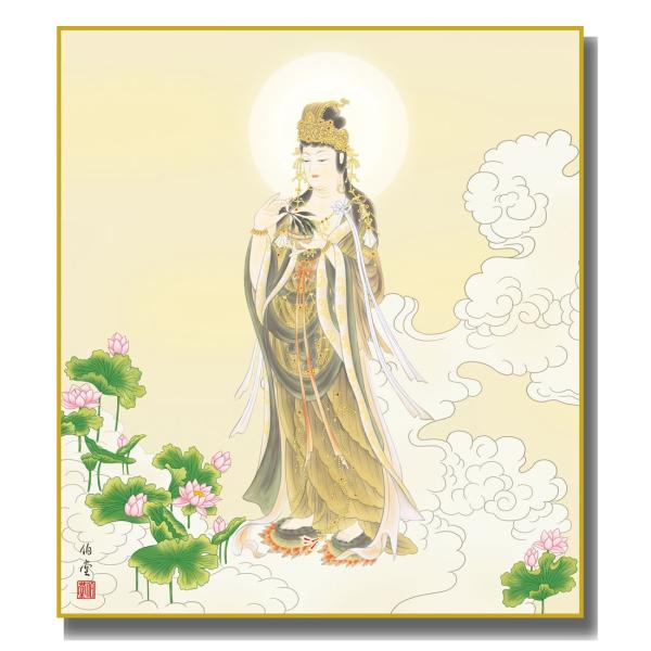 色紙絵 仏事色紙 仏画 雲上観音 K11-012
