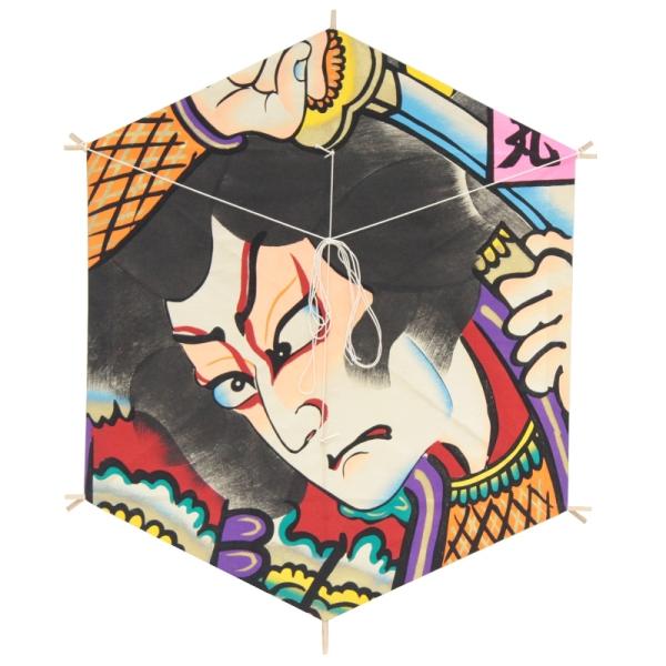 インテリア 手描き和凧 新大六角凧 約縦66×横53cm ロ-93イ 歌舞伎絵