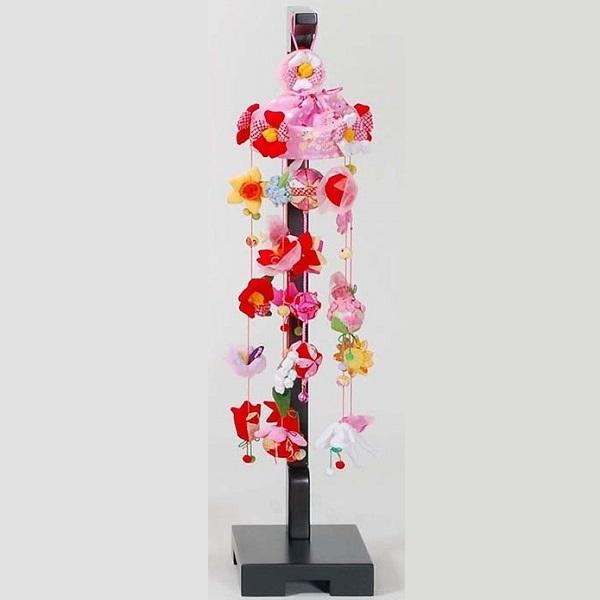 吊るし飾　台付　桜　ひな祭り 吊るし飾り 12か月の花の蓮 小 スタンド付き 飾り台セット 高さ15cm