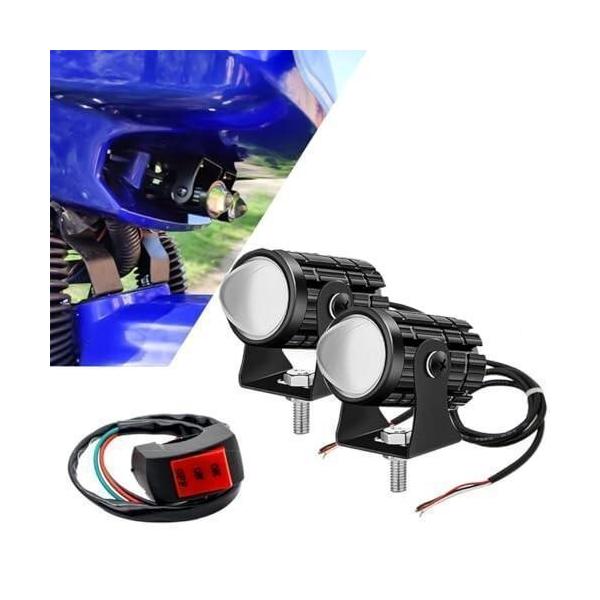 バイク フォグランプ LED 2色切り替え ホワイト  イエロー 常時点灯 補助灯 車外灯 小型 前照 使いやすい おすすめ 人気 便利グッズ DIYにおすすめ